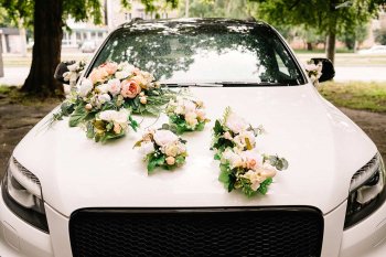 Spitze Strauß Autoschmuck Braut Paar Deko Car hochzeit Wedding Rose Girlande