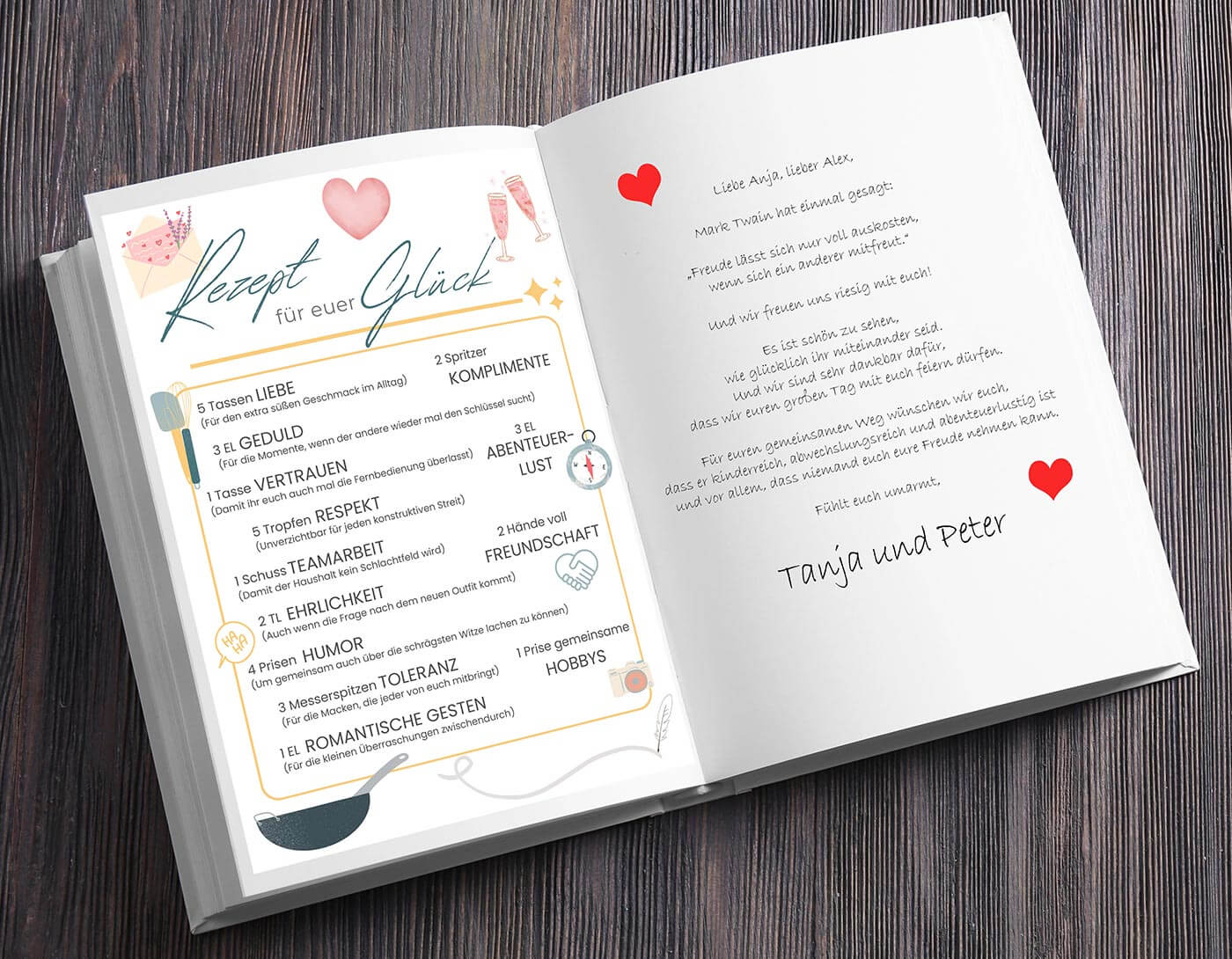 Rezept für Hochzeitskochbuch